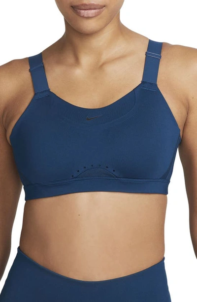 Shop Nike Dri-fit Alpha Sports Bra In Valerian Blue/ Black