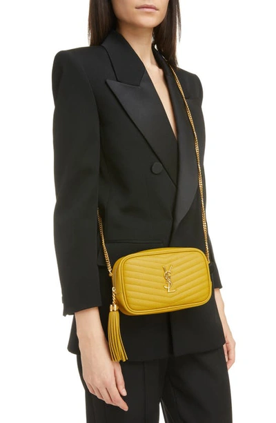 Shop Saint Laurent Mini Lou Quilted Leather Camera Bag In Chartreuse