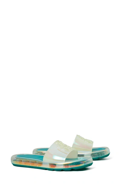 Shop Tory Burch Bubble Jelly Slide Sandal In Iridescent / Tuscan Sea