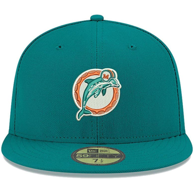 Shop New Era Aqua Miami Dolphins Omaha Throwback 59fifty Fitted Hat