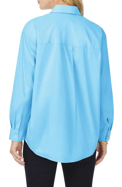 Shop Foxcroft Lacey Non-iron Popover Tunic Top In Baltic Blue