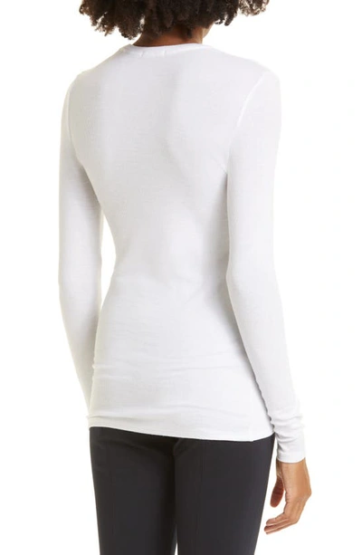 Shop Atm Anthony Thomas Melillo Ribbed Crewneck Long Sleeve Top In White