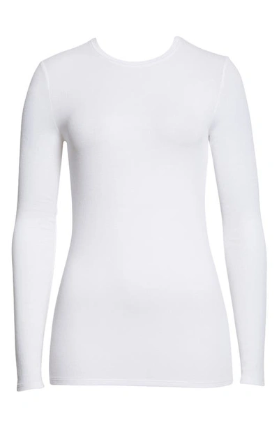 Shop Atm Anthony Thomas Melillo Ribbed Crewneck Long Sleeve Top In White