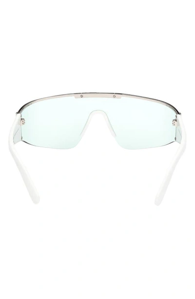 Shop Moncler Ombrate Shield Sunglasses In White/ Palladium / Aqua