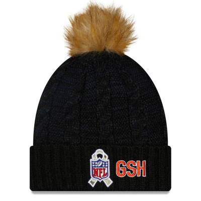 Shop New Era Black/navy Chicago Bears 2022 Salute To Service Pom Knit Hat