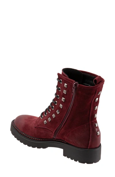 Shop Bueno Studded Combat Boot In Dark Red Nubuck