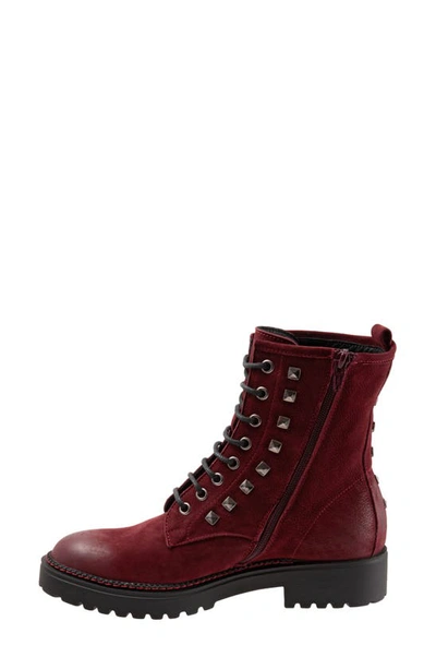 Shop Bueno Studded Combat Boot In Dark Red Nubuck