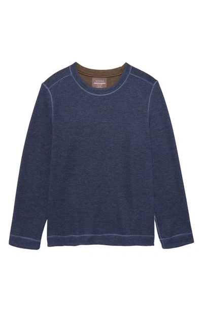 Shop Johnston & Murphy Kids' Reversible Cotton Blend Sweatshirt In Navy/ Brown