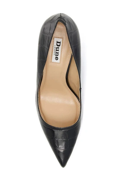 Dune London Bold Croc Embossed Pointed Toe Pump In Black