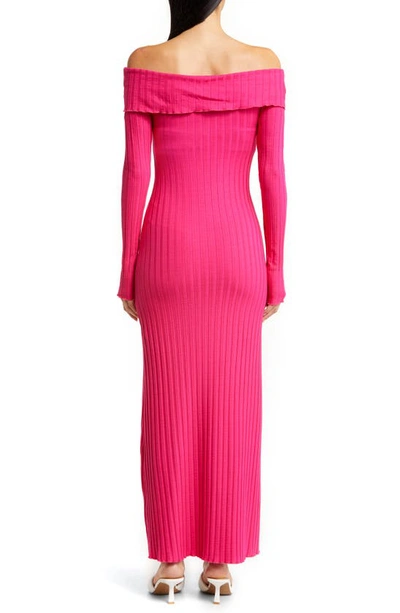 Shop Simon Miller Espen Long Sleeve Foldover Neck Body-con Dress In Funky Fuchsia