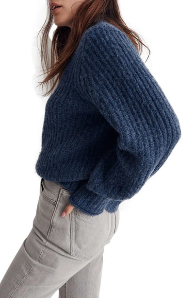 Shop Madewell Loretto Funnel Neck Sweater In Heather Blueberry