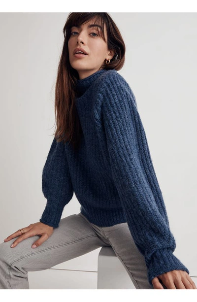 Shop Madewell Loretto Funnel Neck Sweater In Heather Blueberry