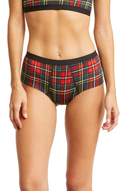 Shop Meundies Print Briefs In Festive Plaid