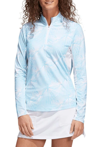 Shop Adidas Golf Ultimate 365 Print Long Sleeve Golf Shirt In Bliss Blue