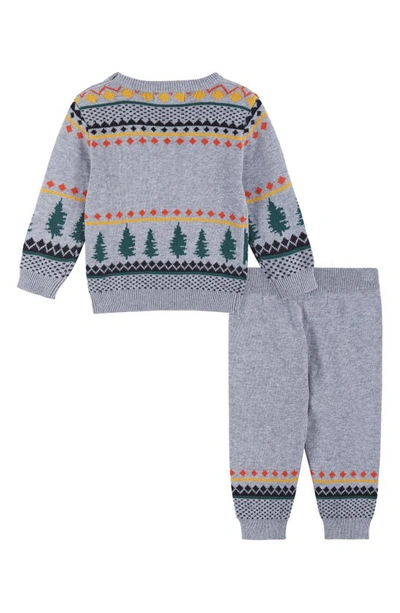 Shop Andy & Evan Moose Jacquard Cotton Sweater & Joggers Set In Grey Moose