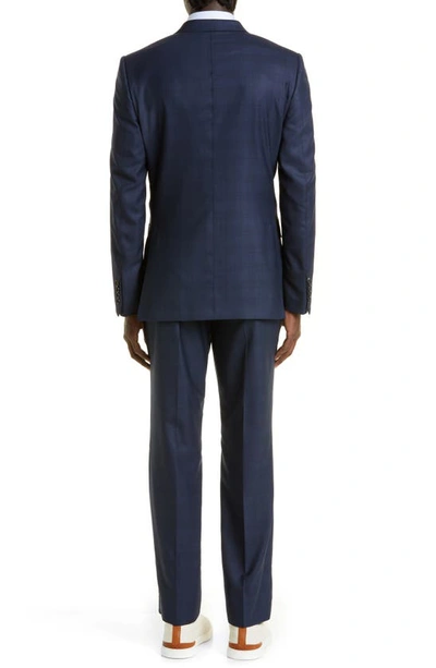 Shop Zegna Prince Of Wales Plaid Centoventimila Wool Suit In Navy