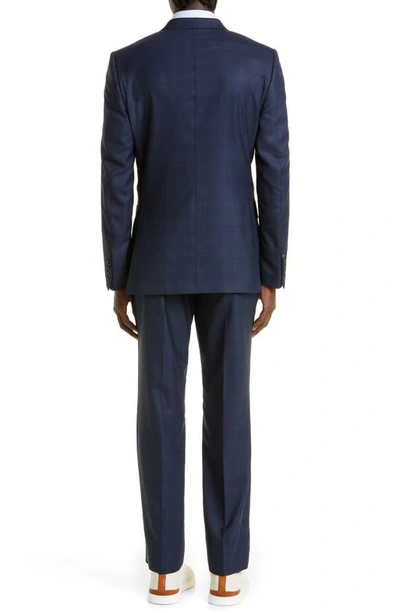 Zegna Prince Of Wales Plaid Centoventimila Wool Suit In Navy