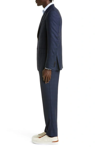 Zegna Prince Of Wales Plaid Centoventimila Wool Suit In Navy