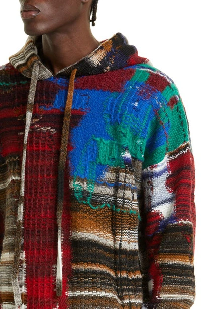 Shop Off-white Arrow Tab Chaos Oversize Knit Hoodie In Multicolor