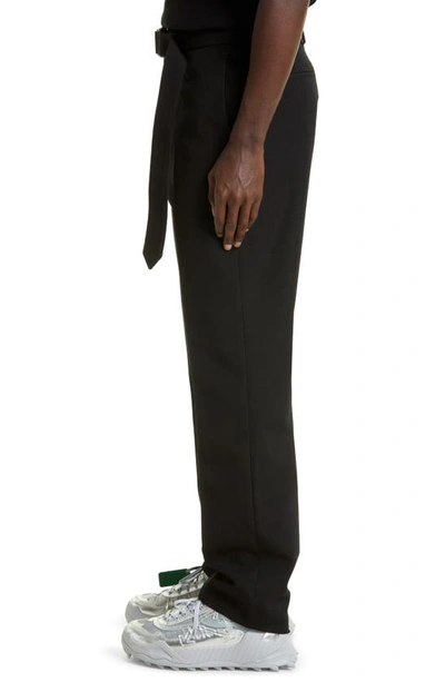 Shop Off-white Belted Wool Slim Pants In Black