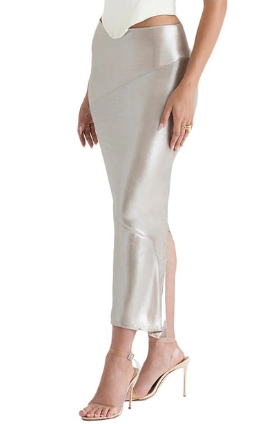 Shop House Of Cb Colette Satin Skirt In Champagne