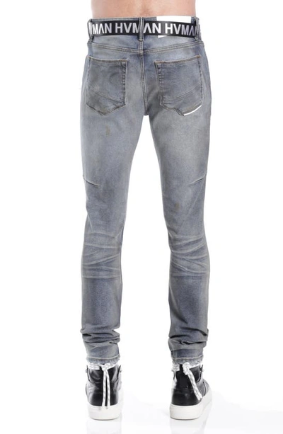 Shop Hvman Belted Stretch Skinny Jeans In Alloy