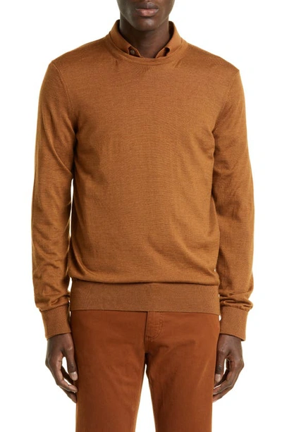 Zegna Cashseta Cashmere & Silk Sweater In Brown