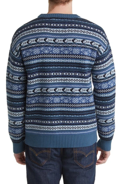 Shop Schott Nyc Bear Motif Fair Isle Sweater In Blue