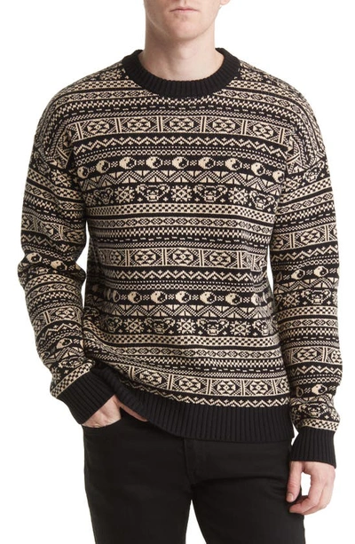 Shop Schott Bear Motif Fair Isle Sweater In Black