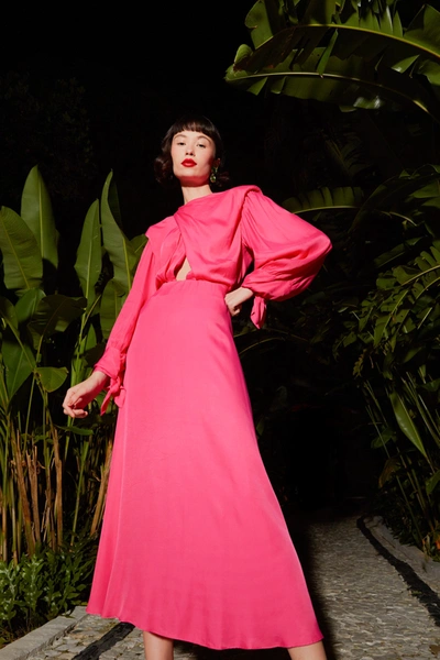 Shop Farm Rio Pink Shoulder Pads Maxi Dress