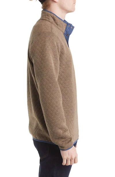 Shop Marine Layer Corbet Reversible Quilted Pullover In Taupe/ Navy