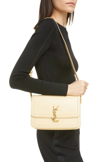 Shop Saint Laurent Medium Solferino Leather Shoulder Bag In Light Vanilla