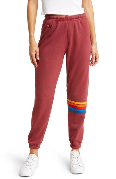 Shop Aviator Nation Rainbow Stitch Sweatpants In Claret 2