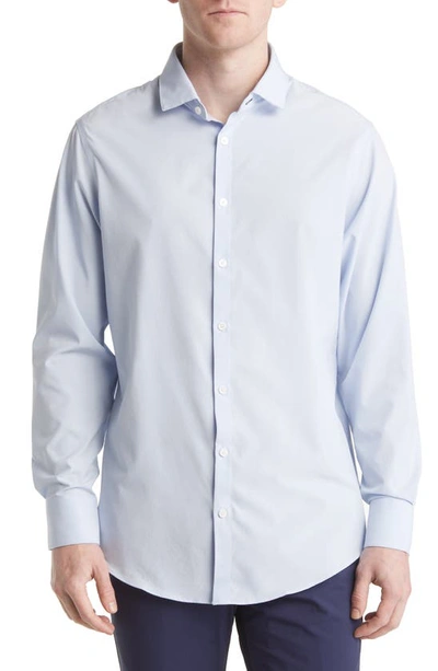 Shop Mizzen + Main Leeward Trim Fit Solid Performance Button-up Shirt In Light Blue Solid