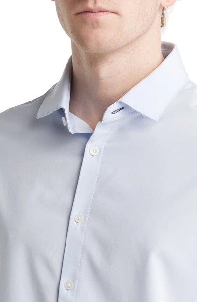 Shop Mizzen + Main Leeward Trim Fit Solid Performance Button-up Shirt In Light Blue Solid