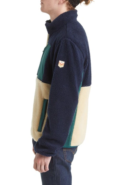 Shop Marine Layer Colorblock Fleece Jacket In Navy