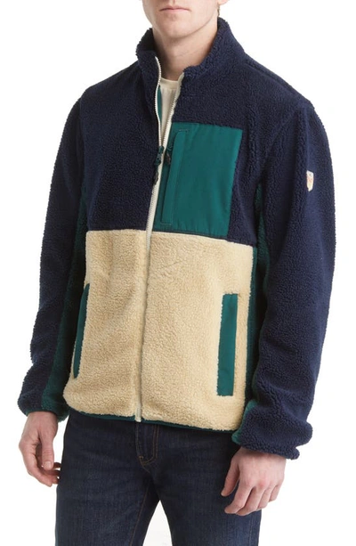 Shop Marine Layer Colorblock Fleece Jacket In Navy