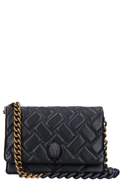Shop Kurt Geiger Mini Kensington Quilted Leather Crossbody Bag In Charcoal