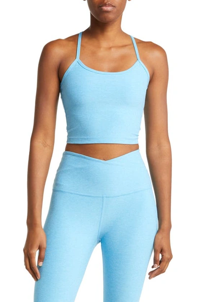 Shop Beyond Yoga Space Dye Crop Tank In Waterfall Blue Heath