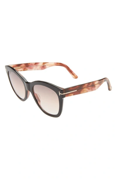 Shop Tom Ford Wallace 54mm Gradient Cat Eye Sunglasses In Shiny Black Pink Havana/ Brown