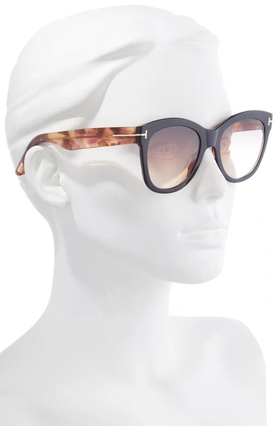 Shop Tom Ford Wallace 54mm Gradient Cat Eye Sunglasses In Shiny Black Pink Havana/ Brown