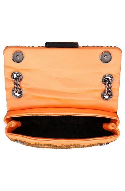 Shop Kurt Geiger Mini Kensington Embellished Fabric Convertible Crossbody Bag In Orange