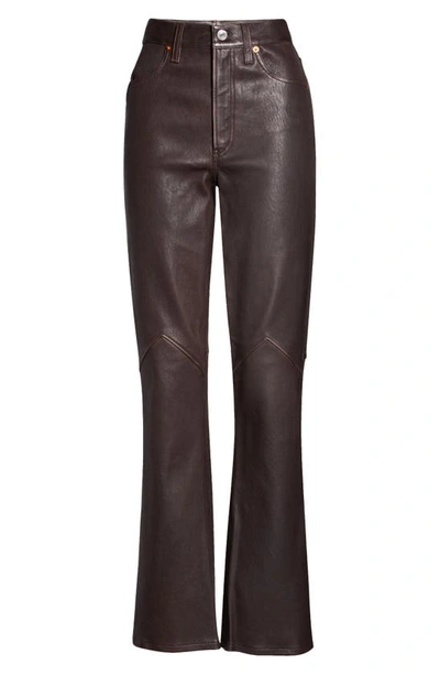Shop Re/done '70s High Waist Bootcut Leather Jeans In Brown Leather
