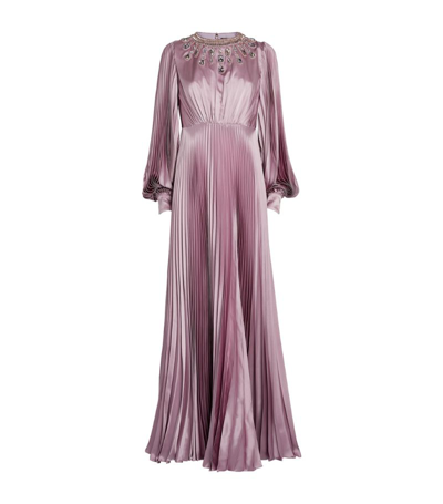 Shop Andrew Gn Embellished Gown In Purple