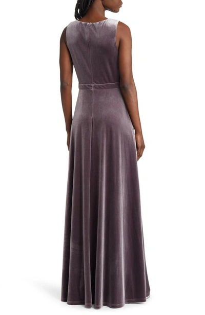 Shop Lulus Besame Beautiful Night V-neck Velvet Gown In Dusty Purple