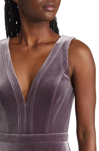 Shop Lulus Besame Beautiful Night V-neck Velvet Gown In Dusty Purple