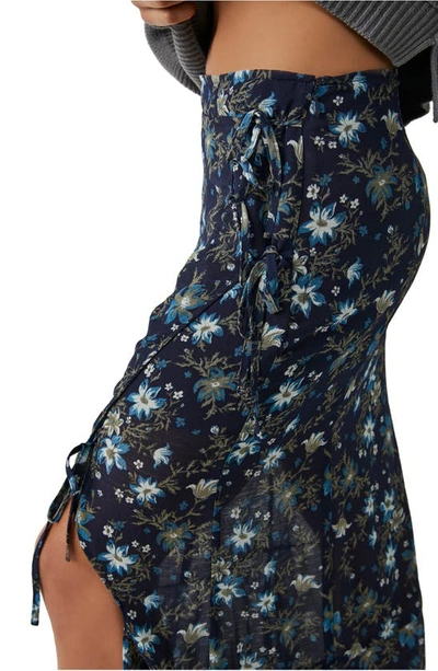 Shop Free People Edge Floral Side Tie Maxi Skirt In Ink Combo