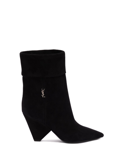 Shop Saint Laurent `liz` Ankle Boots In Nero