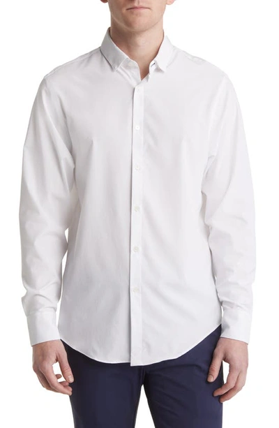 Shop Mizzen + Main Leeward Solid No-tuck Stretch Performance Button-up Shirt In White Solid