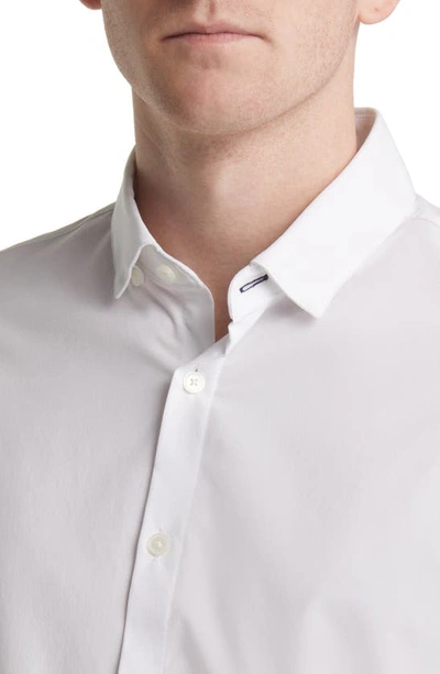 Shop Mizzen + Main Mizzen+main Leeward Solid No-tuck Stretch Performance Button-up Shirt In White Solid